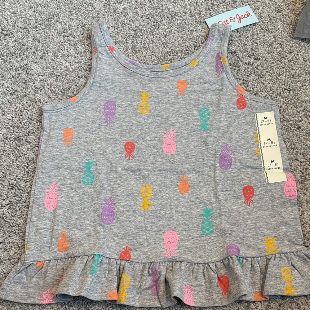 Cat & Jack Gray Tank Top with Colorful Pineapples